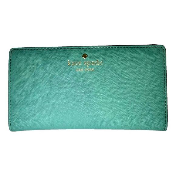 Kate Spade Turquoise Leather Zip-Around Wallet - Picture 1 of 11